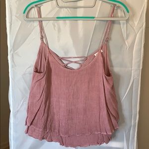 Cute pink crop top with laced back